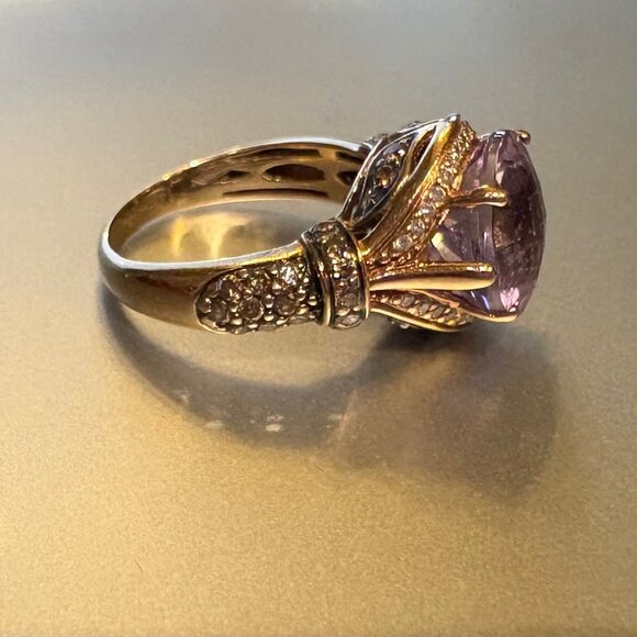 Le Vian 14k Strawberry Rose Gold Amethyst Chocolate Vanilla Diamond Ring Size 5 - Picture 3 of 8